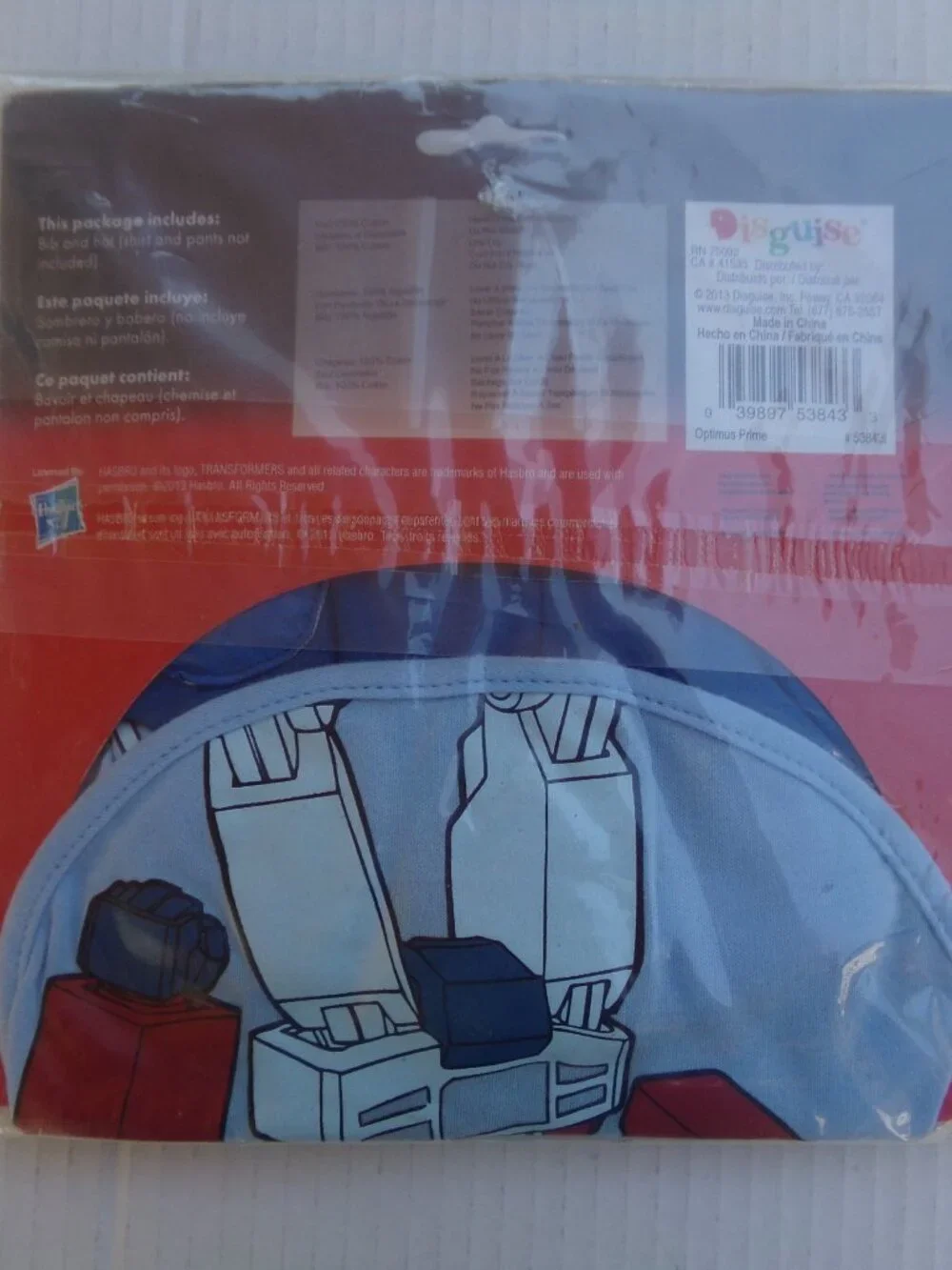 New Trans Formers Baby Bib Hat Costume Optimus Prime 0-12 Months